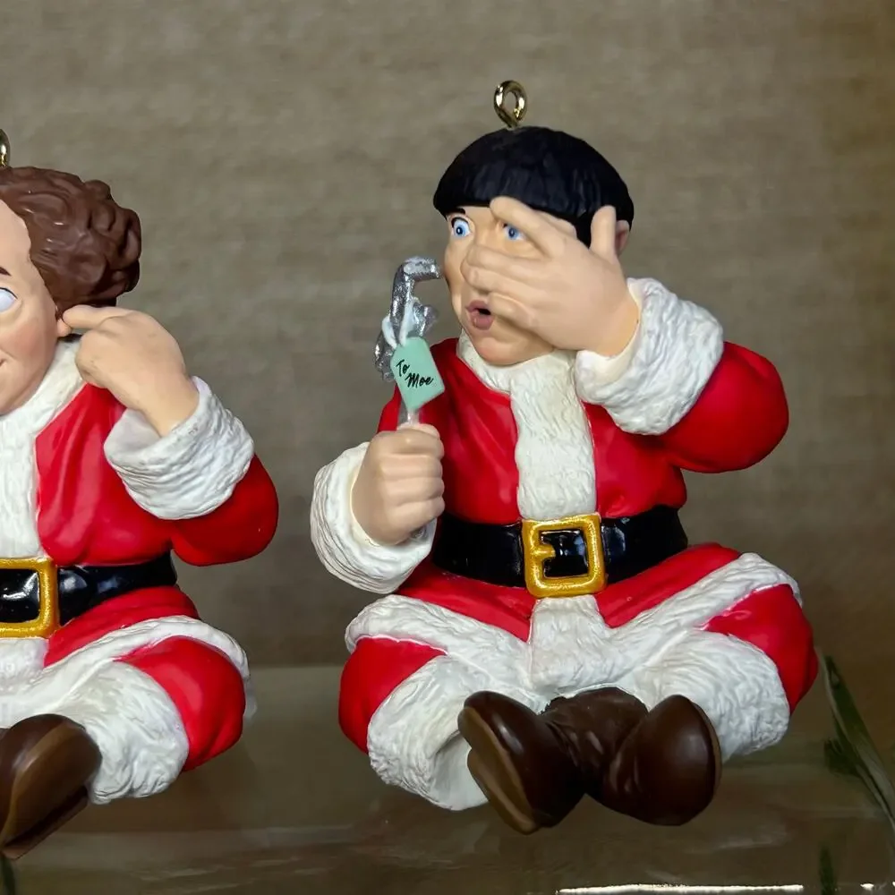 Hallmark Keepsake Three Stooges Wise Stooges Ornament Set of 3 w/ Box 2001
